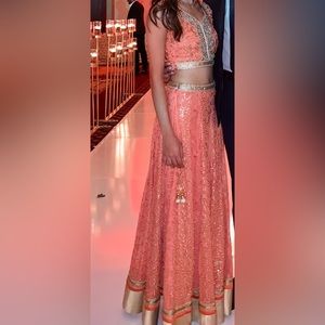 Peach lehengha (3 piece - blouse, skirt, dupatta)